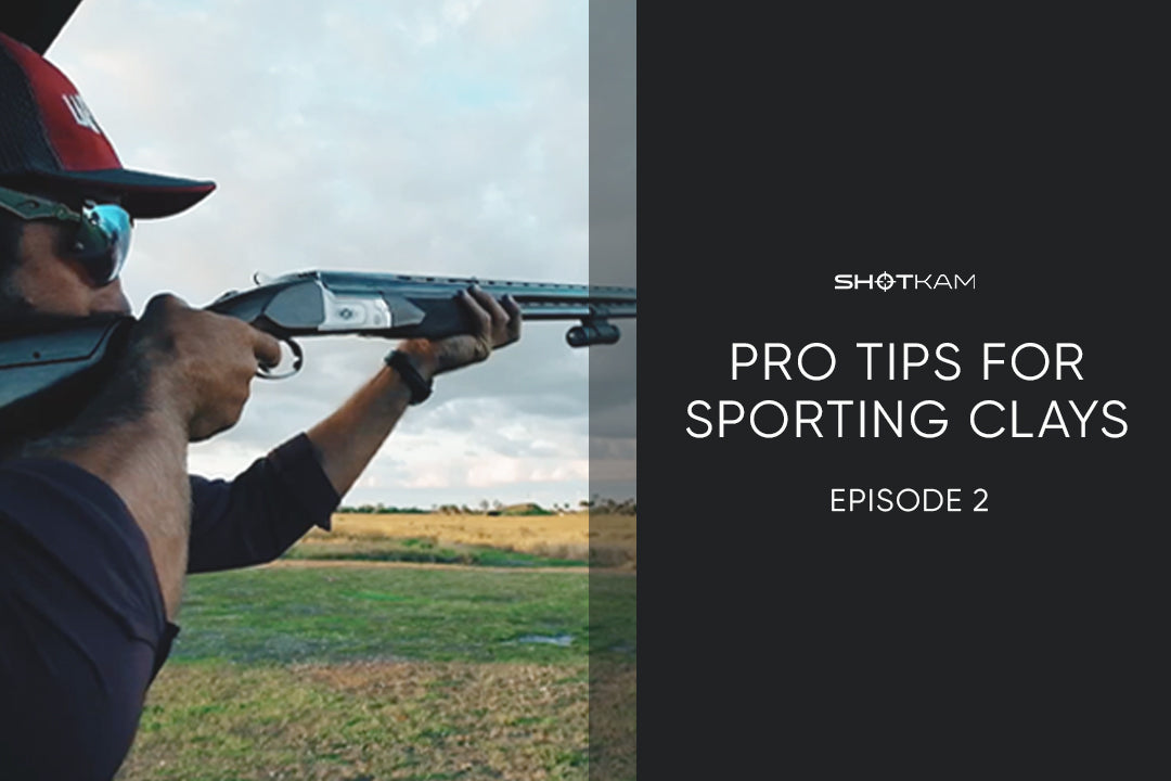 Pro Tips for Sporting Clays Episode 2 by ShotKam, featuring a shooter taking aim at clay targets in the Australian outback.