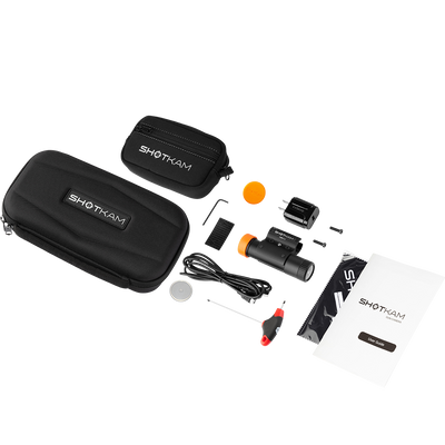 Gen 4 kit with accessories for shotgun shooters in AU/NZ. Includes a barrel-mounted camera, protective case, charging cable, and user guide for clay and field shooting.