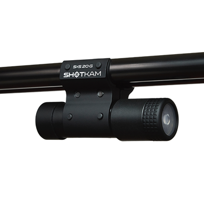 SxS 20 Gauge ShotKam Mount on a 20 gauge side-by-side shotgun – This image displays the secure mounting of the Gen 4 Mini ShotKam for reliable shooting footage in Australian and New Zealand hunting conditions.