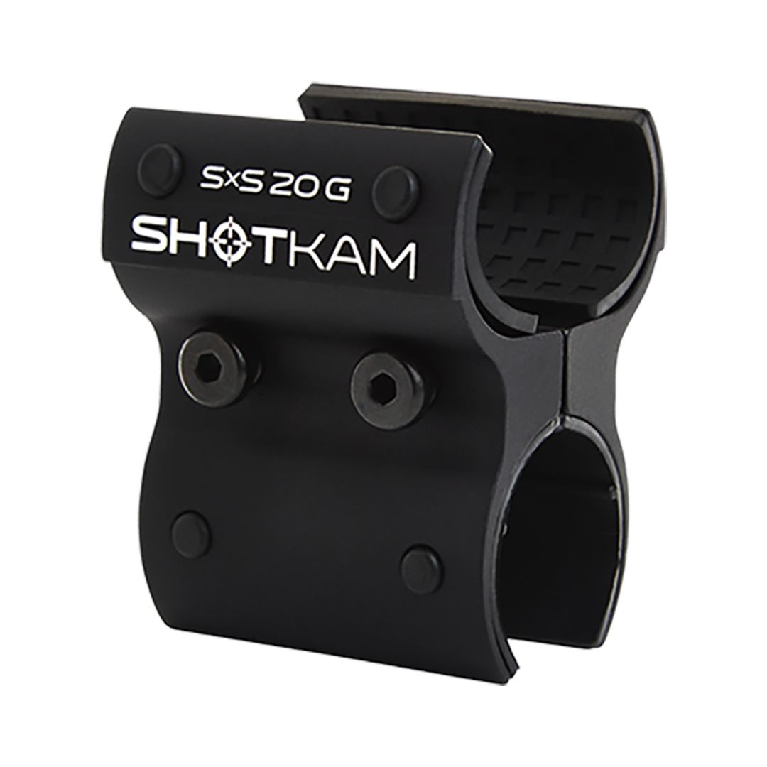 SxS 20 Gauge ShotKam Mount – This image shows the 20 gauge side-by-side mount for securely attaching the Gen 4 Mini ShotKam, ideal for Australian and New Zealand hunters seeking precise footage.