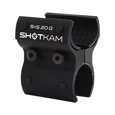 SxS 20 Gauge ShotKam Mount – This image shows the 20 gauge side-by-side mount for securely attaching the Gen 4 Mini ShotKam, ideal for Australian and New Zealand hunters seeking precise footage.